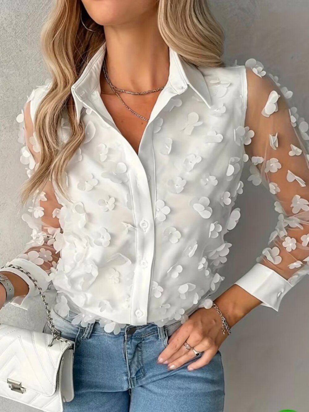 Women'S Patchwork Lapel Button-Up Casual Shirt